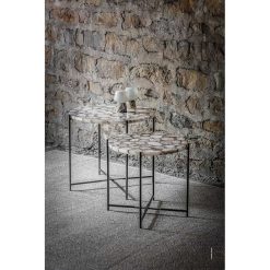 Pomax Concepts Modulaires | Agata - Dessus De Table - Pierre D'Agate - Dia 55 X H 2 Cm - Blanc