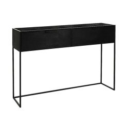 Pomax Consoles | Eszential - Meuble Console Avec 2 Tiroirs - Metal / Bois De Sapin - L 120 X W 30 X H 80 Cm - Noir