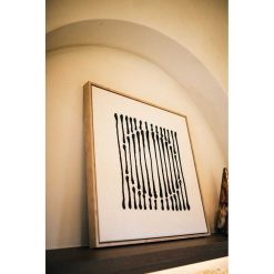 Pomax Tableau / Deco Murale | Bergamo - Toile Avec Cadre - Lin / Mdf - L 63 X W 4,3 X H 63 Cm - Noir/Blanc