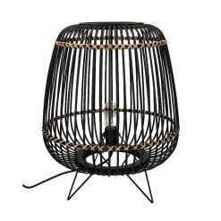 Pomax Lampes De Table | Momok - Lampe De Table - Bambou / Metal - Dia 42 X H 52,5 Cm - Noir