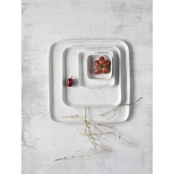 Pomax Vaisselle | Porcelino Square - Assiette A Dessert - Porcelaine - L 20 X W 20 X H 1,6 Cm - Blanc