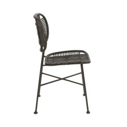 Pomax Chaises | Geneva - Chaise - Rotin / Metal - L 51,5 X W 43,5 X H 83 Cm - Noir