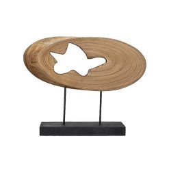 Pomax Objets De Decoration | Olarra - Objet Deco - Bois De Paulownia / Metal - L 50 X W 9 X H 40 Cm - Naturel