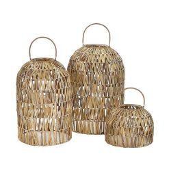 Pomax Lanternes | Nordby - Set/3 Lanternes - Mais - Dia 35,5/40,5/45 X H 27/61/67 Cm - Naturel