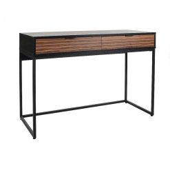 Pomax Consoles | Parigi - Meuble Console - Emballe A Plat - Melamine / Metal - L 120 X W 50 X H 79 Cm - Noyer/Noir