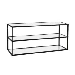 Pomax Etageres Murales | Eszential - Etagere - Metal / Verre - L 90 X W 30 X H 40 Cm - Noir