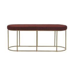 Pomax Bancs | Fitzgerald - Banc Oval - Tissu / Metal - L 107 X W 37 X H 43 Cm - Vin