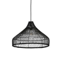 Pomax Suspensions | Linea - Lampe Suspendue - Rotin - Dia 50 X H 30 Cm - Noir