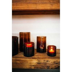 Pomax Photophores / T-Lights | Patti - Photophore - Verre - Dia 15 X H 25,5 Cm - Ambre