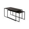 Pomax Tables Basses | Eszential - Set/2 Tables Basses - Metal / Bois De Sapin - L 80/75 X W 40/35 X H 40/35 Cm - Noir