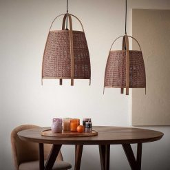 Pomax Suspensions | Minos - Lampe Suspendue - Bambou - Dia 33,5 X H 48,5 Cm - Rouille