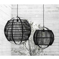 Pomax Suspensions | Mekong - Lampe Suspendue - Bambou - Dia 59 X H 63 Cm - Noir