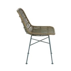 Pomax Chaises | Rodos - Chaise - Rotin / Metal - L 43,5 X W 56,5 X H 80 Cm - Gris Bleu