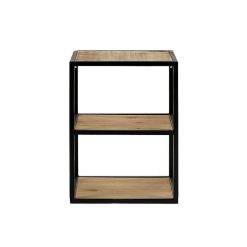 Pomax Etageres Murales | Eszential - Etagere/Table D'Appoint - Bois - Metal / Bois - L 30 X W 30 X H 40 Cm - Naturel/Noir