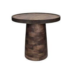 Pomax Tables Basses | Ramona - Table D'Appoint - Bois De Mangier - Dia 46 X H 41,5 Cm - Noyer