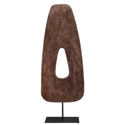 Pomax Objets De Decoration | Effa - Objet Deco - Bois / Metal - L 22,5 X W 10 X H 59 Cm - Noyer