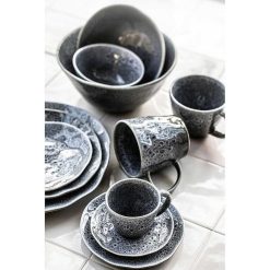 Pomax Vaisselle | Dakota - Assiette Aperitif - Porcelaine - Dia 15,8 X H 2 Cm - Gris