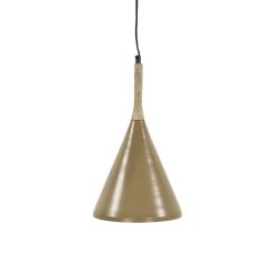 Pomax Suspensions | Brampton - Lampe Suspendue - Metal / Bois De Manguier - Dia 25 X H 42 Cm - Latte