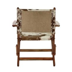 Pomax Canapes | Benissa - Chaise Relax - Peau De Vache / Bois D'Acacia - L 68 X W 65 X H 77 Cm - Brun