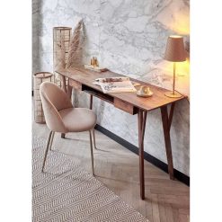 Pomax Lampes De Table | Cinette - Lampe De Table - Metal / Cuir - Dia 19 X H 51 Cm - Latte