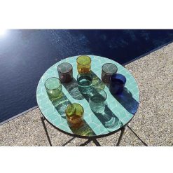 Pomax Verres | Vico - Gobelet - Verre - Dia 8 X H 8,2 Cm - Aqua Fonce