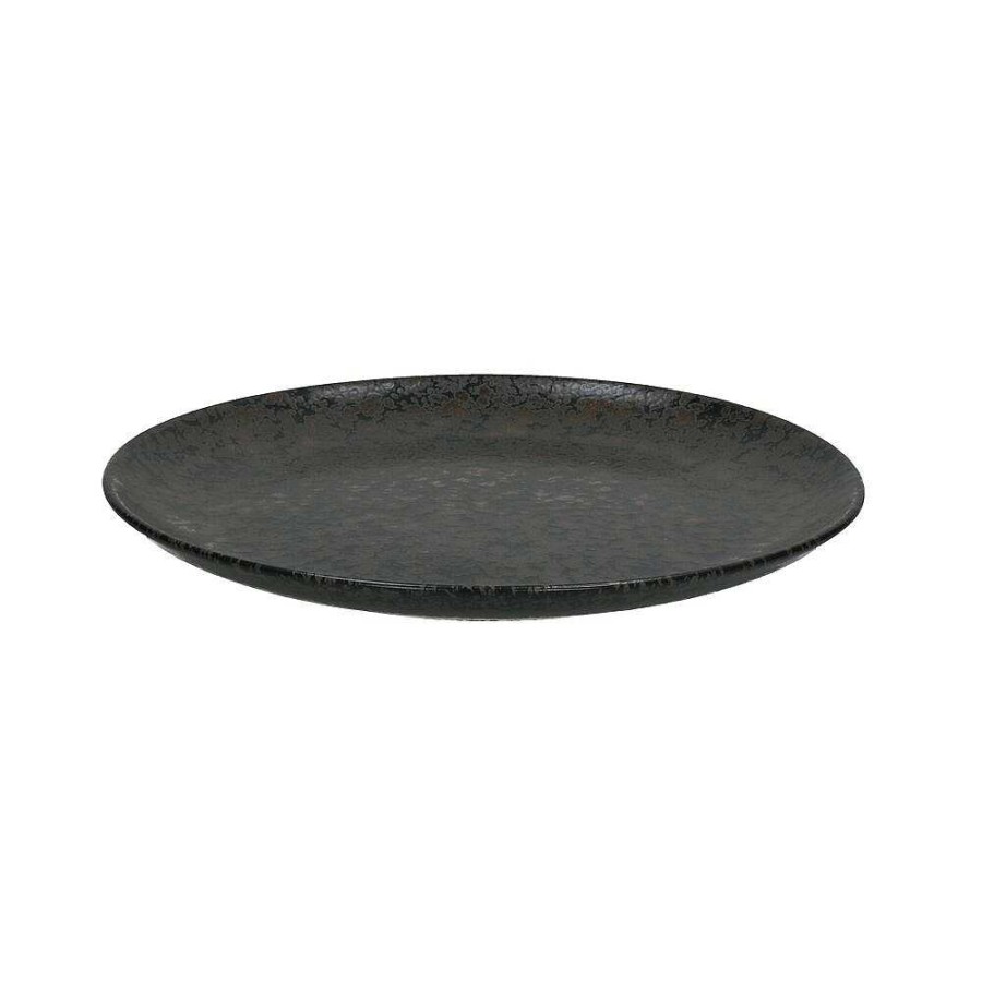 Pomax Vaisselle | Basalt - Assiette A Dessert - Gres - Dia 21,5 X H 2,1 Cm - Noir