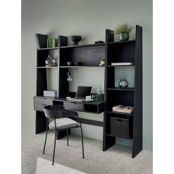 Pomax Etageres | Orlando - Etagere Bureau - Mdf - L 100 X W 45 X H 185 Cm - Noir