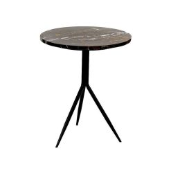 Pomax Tables Basses | Dana - Table D'Appoint - Marbre / Metal - Dia 40 X H 47 Cm - Brun