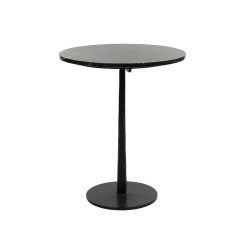 Pomax Tables | Bistro - Table Apero - Marbre / Metal - Dia 50 X H 60 Cm - Noir