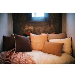 Pomax Coussins | Borders - Coussin - Lin / Velours - L 60 X W 40 Cm - Ivoire