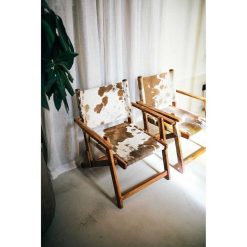 Pomax Canapes | Benissa - Chaise Relax - Peau De Vache / Bois D'Acacia - L 68 X W 65 X H 77 Cm - Brun