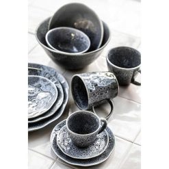 Pomax Vaisselle | Dakota - Tasse & Soucoupe - Porcelaine - L 15,1 X W 14,8 X H 8,1 Cm - Gris