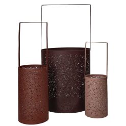 Pomax Lanternes | Gravel - Set/3 Lanternes - Metal - Dia 10,3/13,5/25,5 X H 34/44/54 Cm - Mix De Couleurs