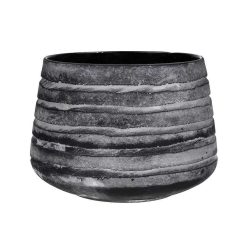 Pomax Cache-Pots | Rock - Pot A Fleurs - Verre - Dia 23 X H 16 Cm - Gris