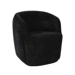 Pomax Canapes | Porterville - Canape 1 Place - Boucle / Contre-Plaque - L 74 X W 71,5 X H 72 Cm - Noir