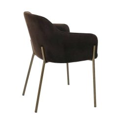 Pomax Chaises | Louise - Chaise - Velours / Metal - L 60 X W 58 X H 79 Cm - Brun Fonce