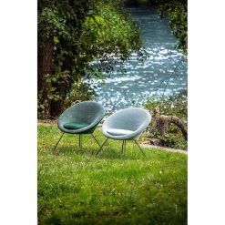 Pomax Canapes | Garbo - Chaise Relax - Velours / Metal - L 75 X W 67 X H 73 Cm - Aqua