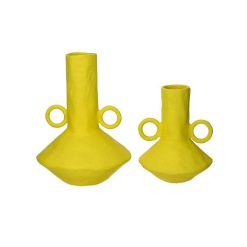 Pomax Vases | Trulli - Vase - Aluminium - L 22 X W 20,5 X H 28,5 Cm - Jaune