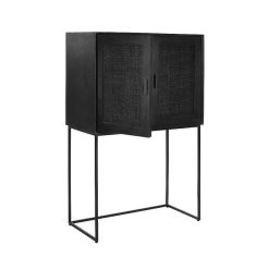 Pomax Armoires | Angela - Armoire - Bois De Mangier / Metal - L 80 X W 40 X H 125 Cm - Noir