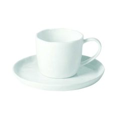 Pomax Vaisselle | Porcelino White - Tasse & Soucoupe - Porcelaine - Dia 16 X H 9 Cm