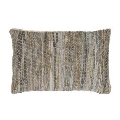 Pomax Coussins | Raw - Coussin - Cuir Recycle / Tissues Recyclees - L 50 X W 30 Cm - Beige