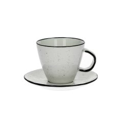 Pomax Vaisselle | Basil - Tasse & Soucoupe - Porcelaine - Dia 9 X H 8 Cm - Blanc