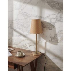 Pomax Lampes De Table | Cinette - Lampe De Table - Metal / Cuir - Dia 19 X H 51 Cm - Latte