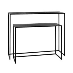 Pomax Consoles | Eszential - Set/2 Meubles Console - Metal - L 80/100 X W 30/30 X H 60/80 Cm - Noir