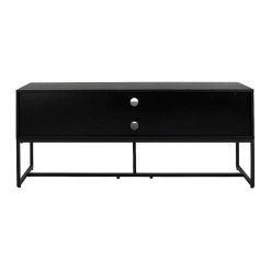 Pomax Armoires | Parigi - Meuble Tv - Emballe A Plat - Melamine / Metal - L 150 X W 40 X H 60 Cm - Noyer/Noir