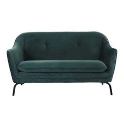 Pomax Canapes | Lusso - Canape 2 Places - Velours / Metal - L 149,5 X W 76 X H 86 Cm - Gris Vert