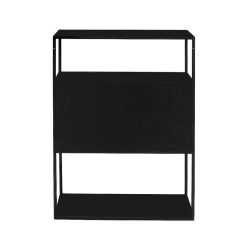 Pomax Etageres | Eszential - Rack 2 Portes - Metal / Bois De Sapin - L 60 X W 30 X H 80 Cm - Noir