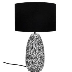 Pomax Lampes De Table | Alfred - Lampe De Table - Ceramique / Lin - Dia 33 X H 53 Cm - Gris