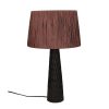 Pomax Lampes De Table | Agnes - Lampe De Table - Bois De Mangier / Raphia - Dia 30 X H 50 Cm - Noir