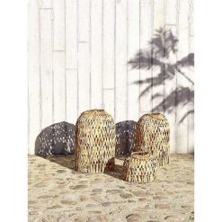 Pomax Lanternes | Nordby - Set/3 Lanternes - Mais - Dia 35,5/40,5/45 X H 27/61/67 Cm - Naturel